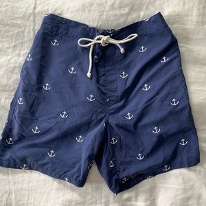 J. McLAUGHLIN Navy Anchor Swim Trunks